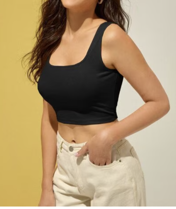 BASIC BLACK SQUARE NECK TOP